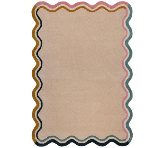 Tapis De Salon Design En Laine Rusk En Laine - Beige - 120x170 Cm