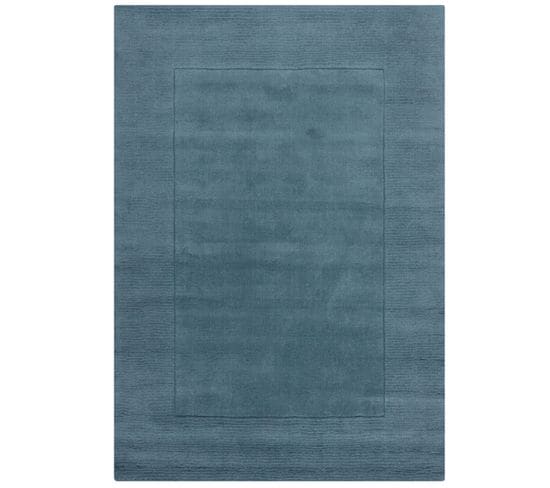 Tapis De Salon Uni En Laine Leone En Laine - Bleu - 120x170 Cm