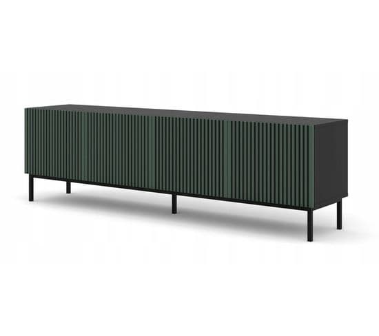 Meuble TV Meuble Hi-fi Sur Pied Noir/vert Foncé 200x42x58cm Ravi F Peint Pied Cadré Noir