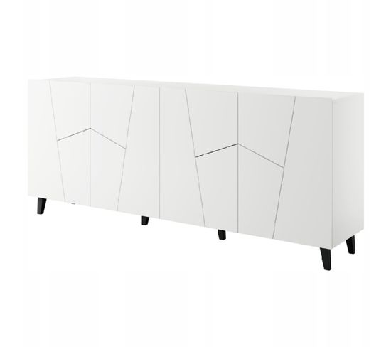 Commode De Rangement Meuble Universel 200x82x42 Cm Blanc Mat Viso Sur Pieds