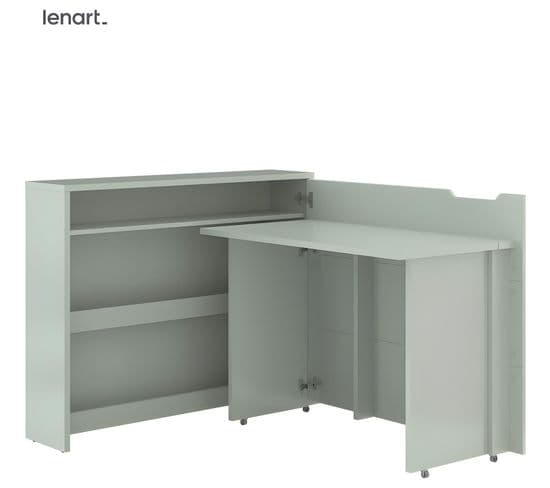 Lenart Bureau Extensible Avec Rangement 115cm Office Consus Cw01p Sauge Droit