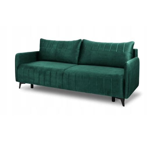 Canapé Convertible 3 Places Tissu Lazio 3dl298 210x99cm Velour Vert