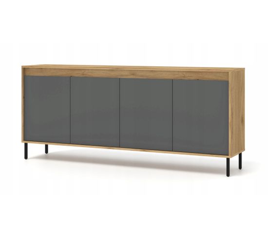 Buffet 192x56x40 Cm Chêne Craft Doré/basalte Nesli Sur Pieds