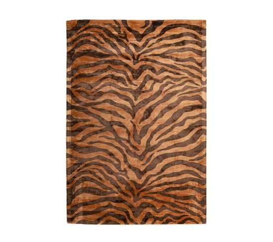 Tapis Moderne Fait Main Zebra En Viscose - Marron - 200x290 Cm