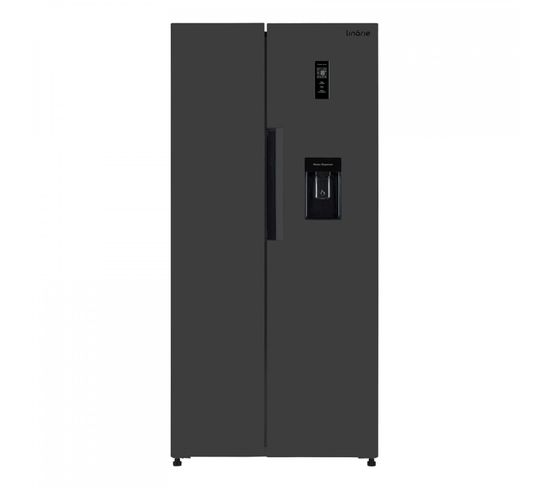 Réfrigérateur Américain Lssbs460wbk 444 Litres Porte En Métal Noir