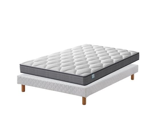 Ensemble Matelas à Ressorts  140x190 cm, Epaisseur 20 cm + Sommier Tapissier Déco