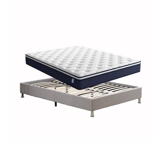 Matelas à Ressorts 140x190cm Epaisseur 25cm + Sommier déco