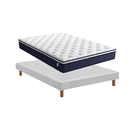 Ensemble Matelas à Ressorts 140x190 Epaisseur 25 cm + Sommier Tapissier Déco