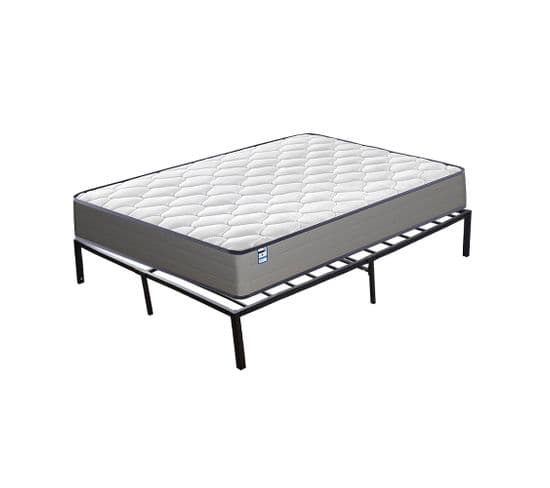 Ensemble Matelas à Ressorts 140x190 cm Epaisseur 20 Cm + Cadre De Lit En Métal