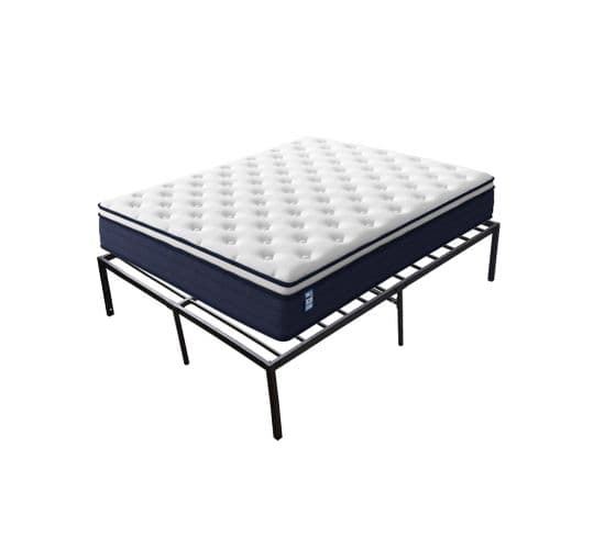 Ensemble Matelas à Ressorts 140x190 épaisseur 25 Cm + Cadre De Lit En Métal