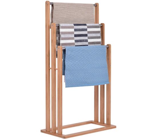 Porte-serviettes Avec 3 Barres Support Pour Serviettes Sur Pied 46 X 24 X 84 Cm