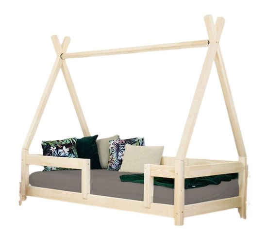 Lit Simple En Bois Nakana Tipi Verni 80x160cm