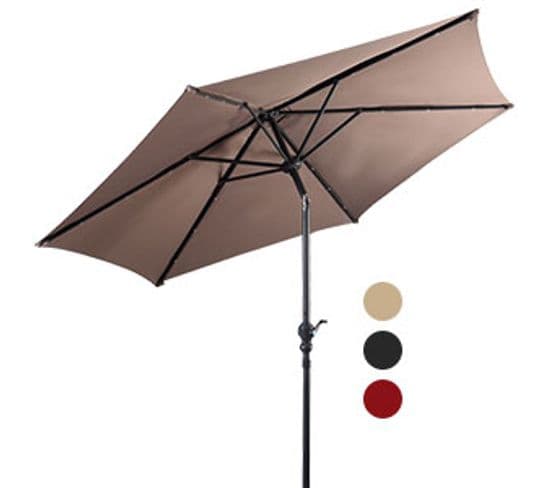 Parasol De Jardin/parasol Déporté Et Inclinable De Jardin Dia 270 Cm Avec 16 LED Marron