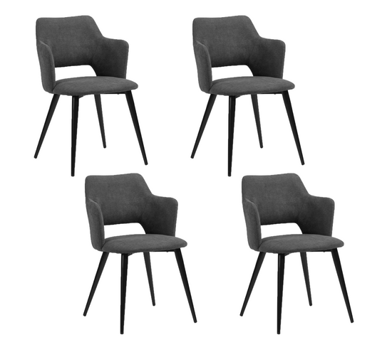 Lot de 4 Chaises Salle à Manger Scandinave avec Accoudoirs Assise rembourrée en Tissu