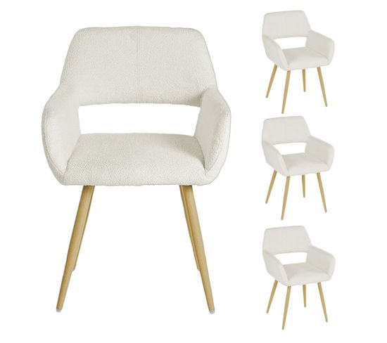 Lot de 4 Chaises de Salle à Manger Scandinave Assise rembourrée en Bouclette