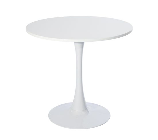 Ronde Table De Salle À Manger Scandinave Diamètre 80cm, Blanc