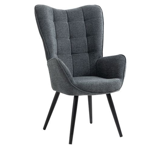 Fauteuil Scandinave Chaise de Canapé Revêtement en Tissu Accoudoirs Rembourés