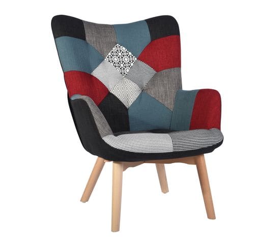 Chaise Canapé De Style Scandinave Avec Revêtement En Tissu Et Pieds En Bois Massif, Multicolore