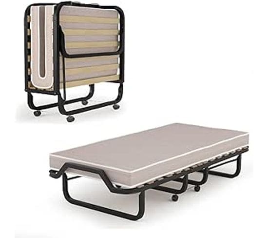 Lit Pliant 1 Personne Adulte 200x80cm Avec Matelas En Mousse (200x80x40cm)