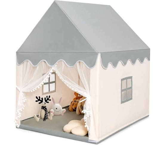 Tente De Jeux Pour Enfants, Cabane De Style Princesse En Coton, Cadeau Pour Garçons Et Filles Beige