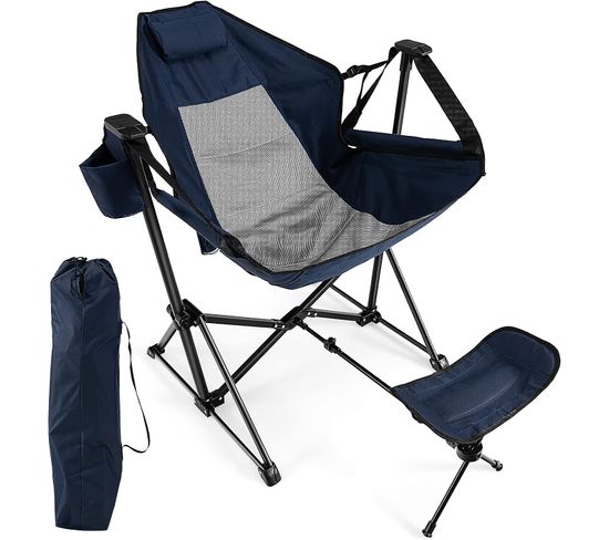 Chaise De Camping Pliante Inclinable Avec Repose-pieds Rétractable Oreiller