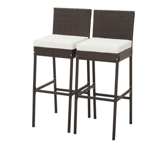 Tabourets De Bar Lot De 2 Avec Coussin Charge 180kg Avec Repose-pieds, Hauteur Siège 76cm