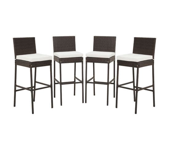 Tabourets De Bar Lot De 4 Avec Coussin Charge 180kg Avec Repose-pieds, Hauteur Siège 76cm