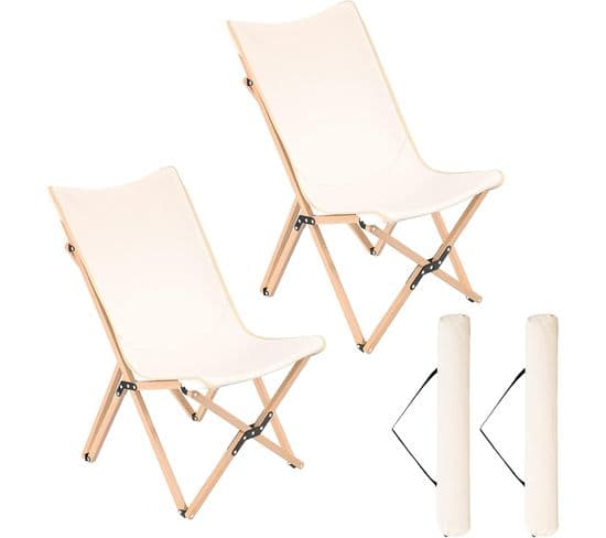 Chaise De Jardin Extérieur Lot De 2 Style Papillon, Charge 150 Kg, Beige