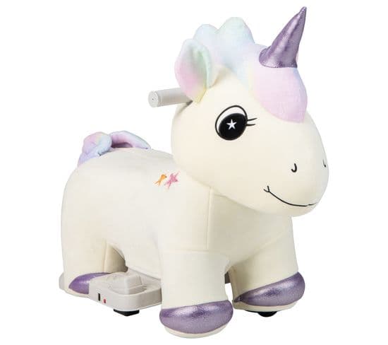 Voiture À Chevaucher En Peluche Licorne Pour Enfants 3 Ans+ Avec Musique, Jouet Electrique À Enfour