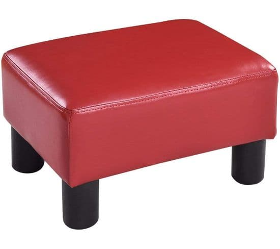 Pouf Repose-pied Siège Rectangulaire Cuir Pu 40x30x24cm (rouge)