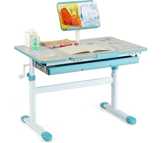 Bureau Enfants Avec Réglable En Hauteur (51-73 Cm) et Plateau Inclinable(0-60°), Table D'etude Ergon