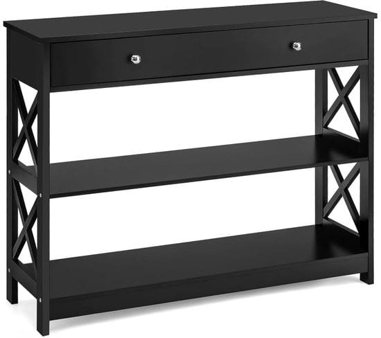 Table Console, Console Entrée Avec Tiroir Et 2 Étagères, 100 X 30 X 80 Cm (noir)