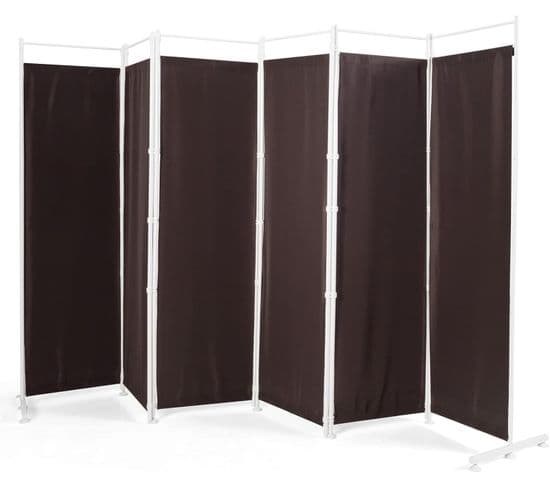 Paravent à 6 Panneaux Pliable 300 X 180 Cm, Cloison Mobile De Séparation Pour Pièce(marron)