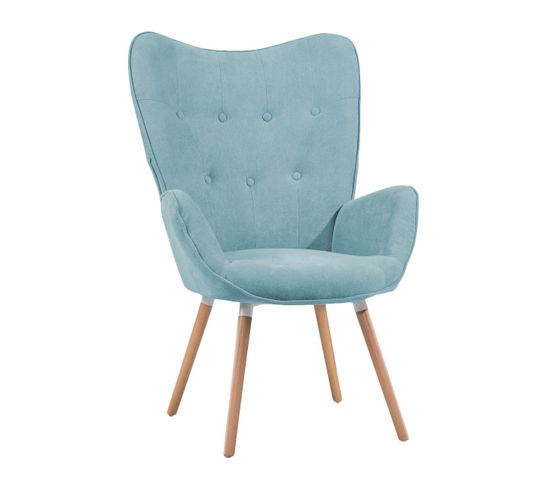 Fauteuil Scandinave Avec Un Revêtement En Tissu Accoudoirs Rembourés Et Des Pieds En Bois Massif