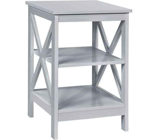 Table De Chevet À 3 Niveaux, Table D'appoint Chevet Simple Et Contemporain, 40x40x61cm Gris