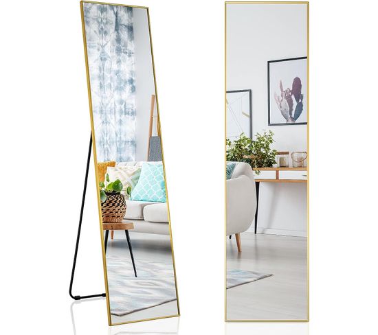 Miroir Sur Pied Rectangulaire-miroir Mural, 40 X 60 Cm, Miroir En Pleine Longueur  Or