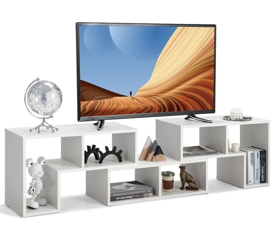 Meuble TV Moderne Combination Libre 3 Pièces, Étagère Multi-fonctionnelle,140x30x43cm, Blanc