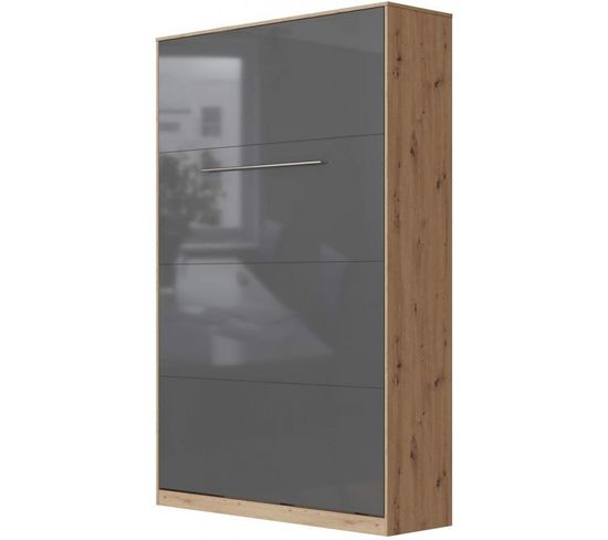 Lit Escamotable +2 Placards V 120x200+(80x2)cm Standard Chêne Sauvage/anthracite Brillant