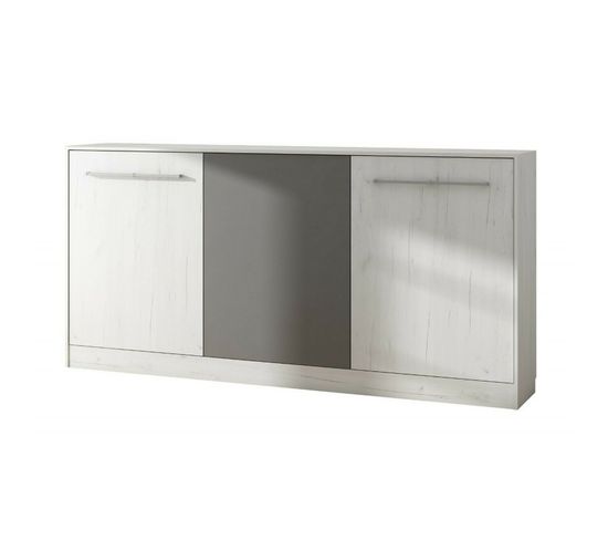 Armoire Lit Escamotable Horizontal 90x200 Cm Blanc Artisan/graphite Lit Rabattable Lit Mural Roddy