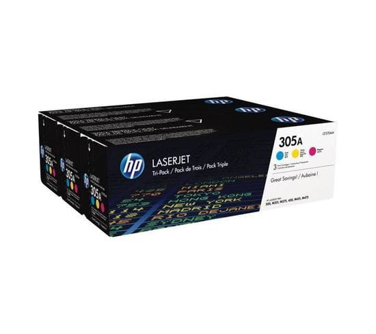 Pack De 3 Toners Laserjet Cyan/magenta/jaune Authentiques (cf370am) - Hp 305a