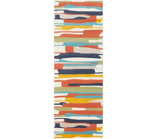 Tapis De Couloir Scandinave Moderne Multicolore/orange 80x220