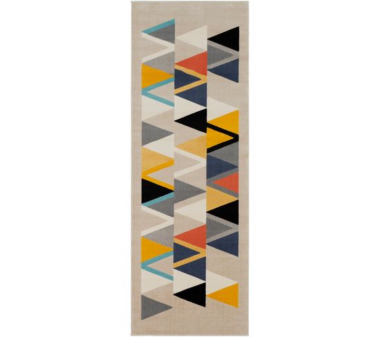 Tapis Couloir Scandinave Moderne Multicolore/beige 80x220