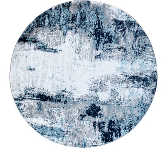 Tapis Rond Abstrait Moderne Bleu/blanc/gris Ø 160