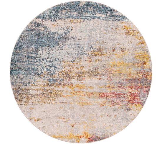 Tapis Rond Abstrait Moderne Multicolore/orange Ø 160