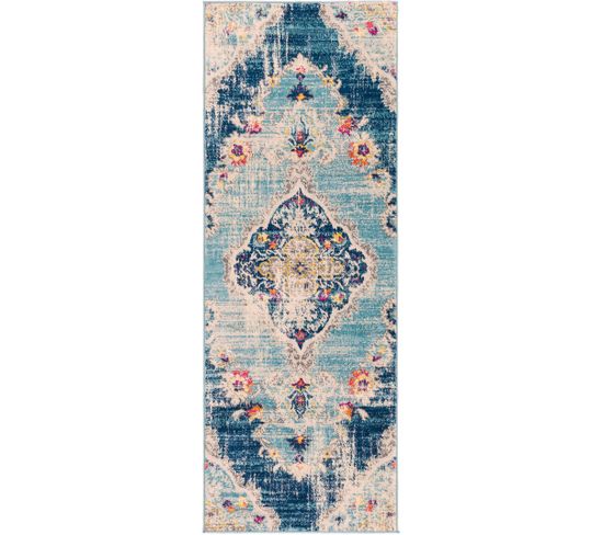 Tapis De Couloir Vintage Oriental Multicolore/bleu 80x220