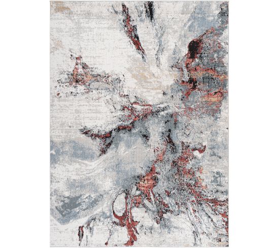 Tapis Abstrait Moderne Gris/rouge 160x220