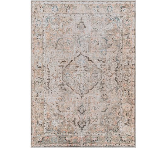 Tapis Vintage Lavable En Machine Marron/gris 200x275