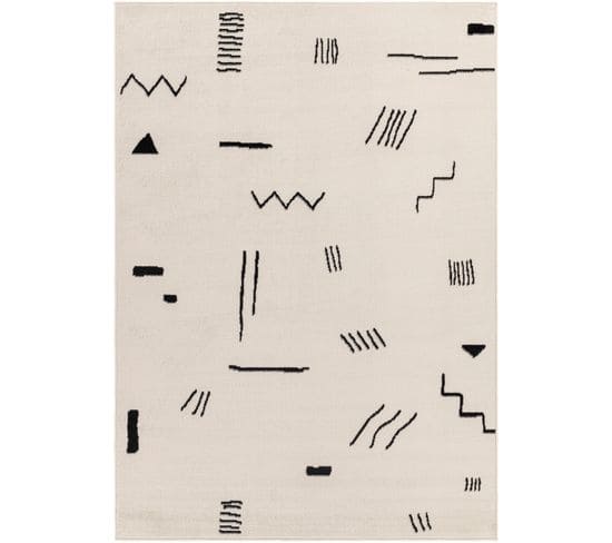 Tapis Scandinave Moderne Blanc/noir 152x213