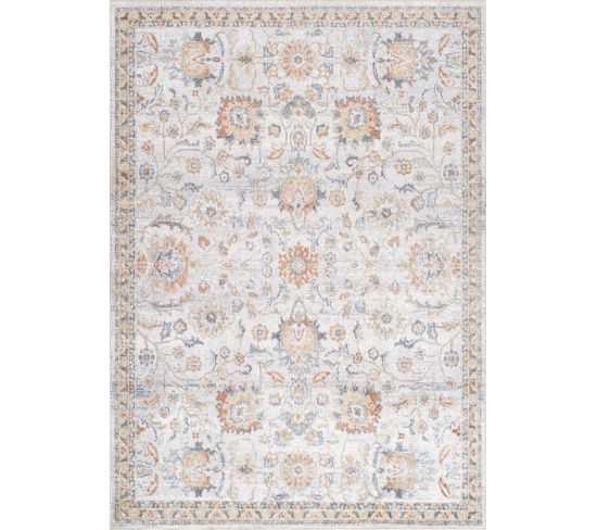 Tapis Vintage Lavable En Machine Gris/jaune 160x213