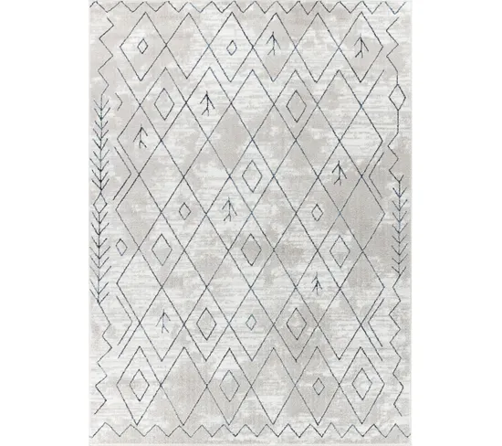 Tapis Berbère Ethnique Blanc/bleu 200x275